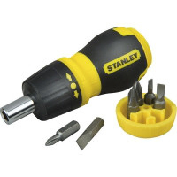 Викрутка реверсивна STANLEY "Multibit Stubby" з насадками 7 р. 0-66-358