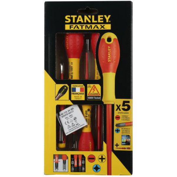 Набор отверток диэлектрических SL/PZ BORNEO/ тестер STANLEY FATMAX 5шт. XTHT0-62694