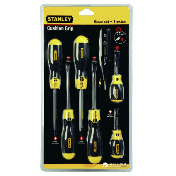 Набір викруток Phillips (PH)/Slotted (SL) з тестером Stanley CUSHION GRIP 7 шт. 0-65-009