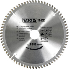 Пиляльний диск з алюмінію 210х30х2.2 мм YATO YT-6093