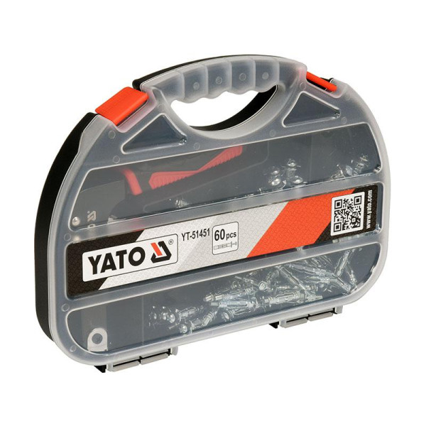 Заклепочок із набором дюбелів Molly під гіпсокартон 60штук YATO YT-51451