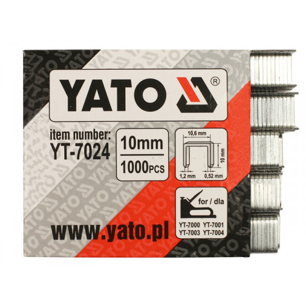 Скоби 10,6х10мм для степлера YATO, 1000 шт. YT-7024