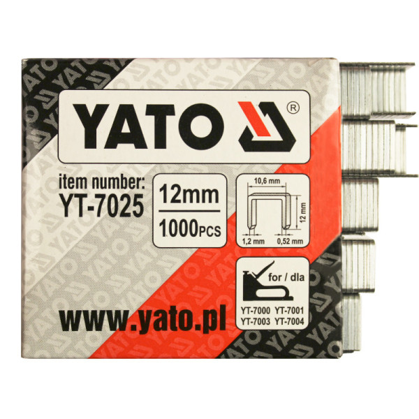 Скоба 10.6х12мм для степлера YATO, 1000 шт. YT-7025