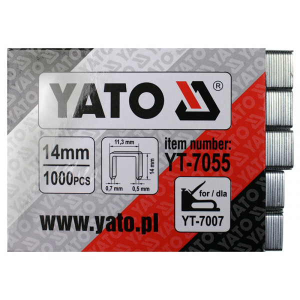 Скоба 0,7х11,2х14мм для степлера YATO, 1000 шт. YT-7055