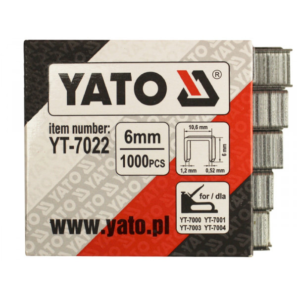 Скоба для степлера 1.2х10.6х6мм YATO, 1000 шт. YT-7022