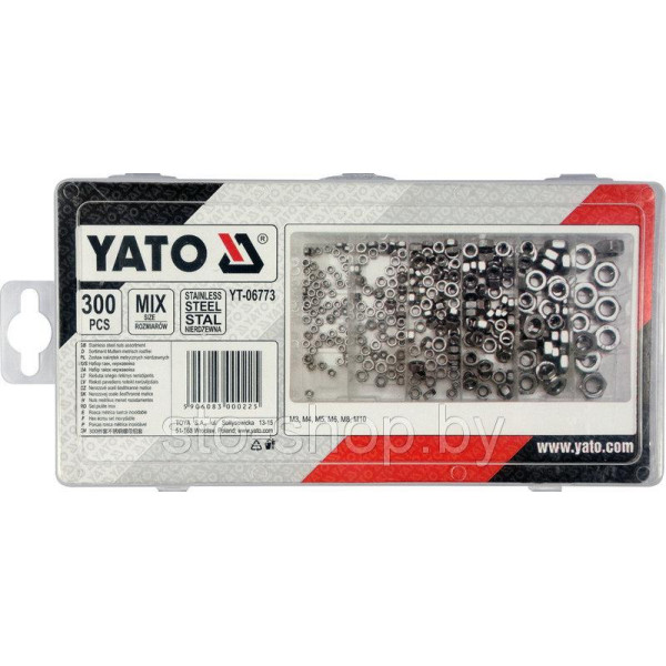Гайки М3-М10 нержавеющие YATO, набор 300шт YT-06773
