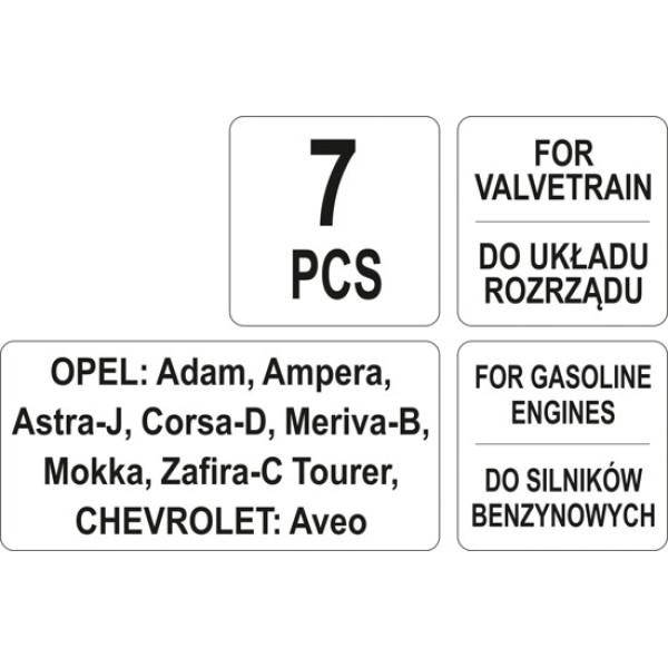 Набір ключів для блокування ГРМ автогрупи OPEL.CHEVROLET YATO, 7 пр. YT-06009
