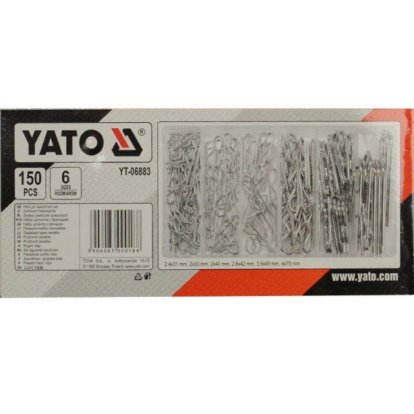 Набор волнистых шплинтов с фиксацией YATO, 150шт. YT-06883