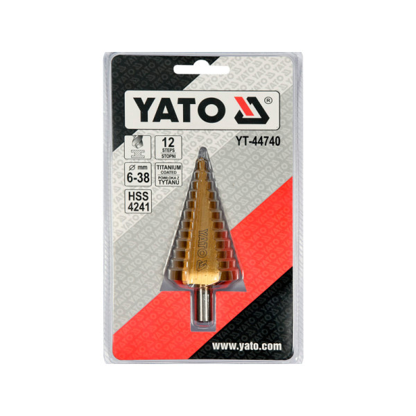 Свердло ступеневе для металу YATO HSS-TiN 6-38 мм YT-44740