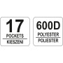 Сумка відкрита для інструментів 13" YATO 17 відділень ручка з алюмінієвої трубки YT-74372