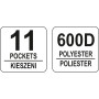 Сумка відкрита для інструментів 22" YATO 11 відділень ручка з сталевої трубки YT-74373