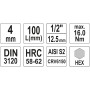 Головка торцевая 1/2"4 - 17 мм 100 мм со вставкой HEX YATO YT-04390