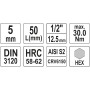 Головка торцевая 1/2" 5 - 17 мм 55 мм с отверточной насадкой HEX YATO YT-04381