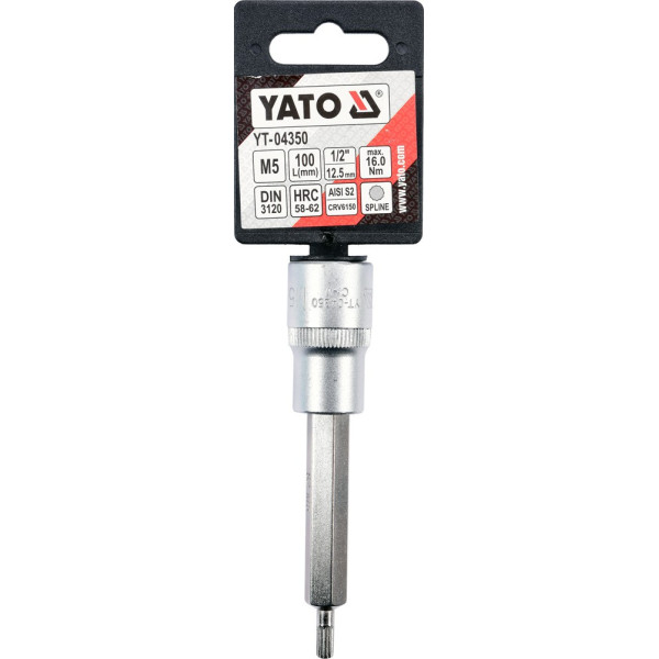 Головка торцевая 1/2" М5 - М17 длинная 100 мм с отверточной насадкой Spline YATO YT-04350