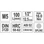 Головка торцевая 1/2" М5 - М17 длинная 100 мм с отверточной насадкой Spline YATO YT-04350