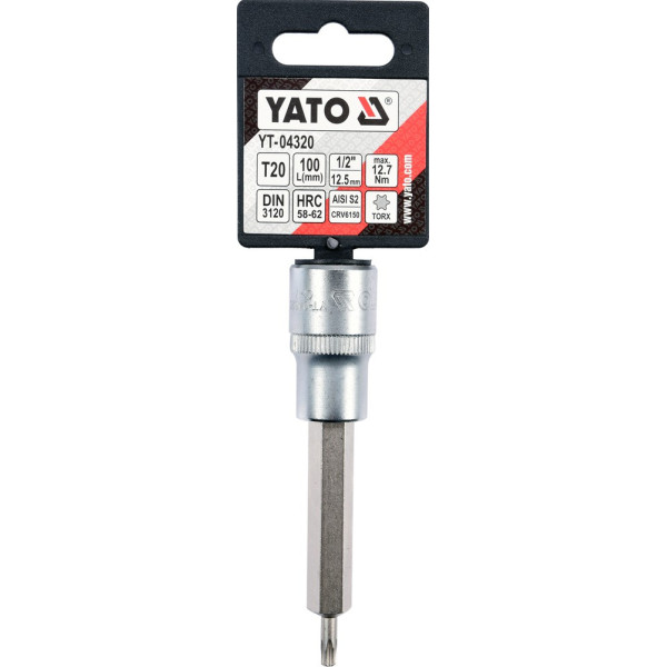 Головка торцевая 1/2" Т20 - Т70 длинная 100 мм с отверточной насадкой TORX YATO YT-04320