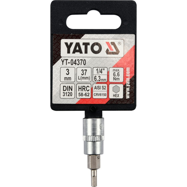 Головка торцевая 1/4" 3 - 8 мм 37мм со вставкой HEX YATO YT-04370