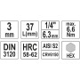 Головка торцевая 1/4" 3 - 8 мм 37мм со вставкой HEX YATO YT-04370