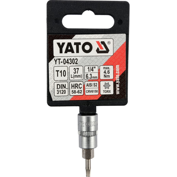 Головка торцевая 1/4" вставка TORX  Т8 - Т40  37мм YATO YT-04301