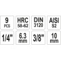 Набір торцевих головок 1/4" 3/8" з насадками "HEX" YATO, 9 передм. YT-04401