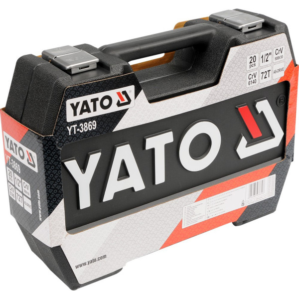Набор головок торцевых 1/2" М10-24 мм с инструментами YATO, 20 шт YT-3869