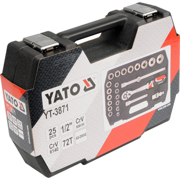 Набор головок торцевых 1/2" М10-24 мм с инструментами YATO, 20 шт YT-3869