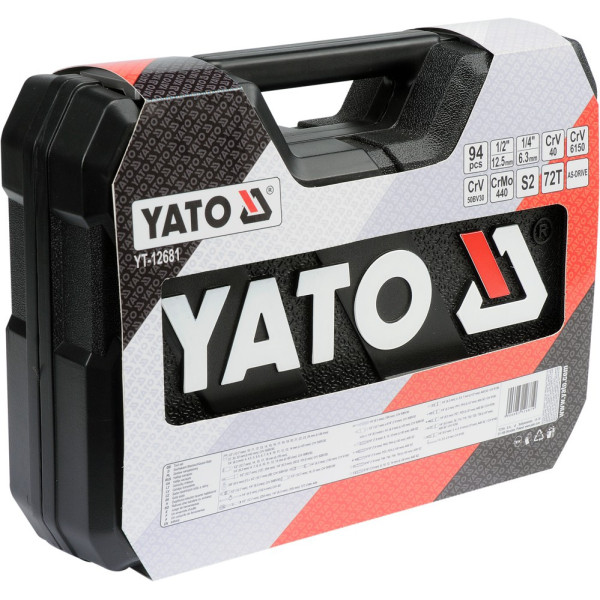 Набір головок торцевих 1/2" 1/4" з інструментами YATO, 94 шт. YT-12681