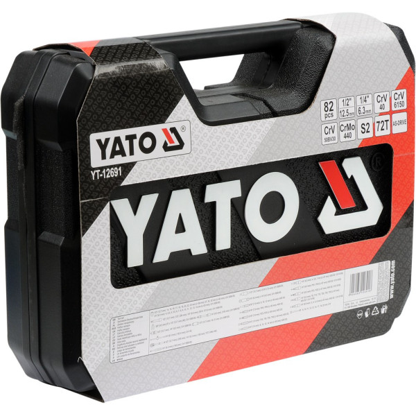 Набір головок торцевих 1/4" 3/8" 1/2" з інструментами YATO, 82 шт. YT-12691
