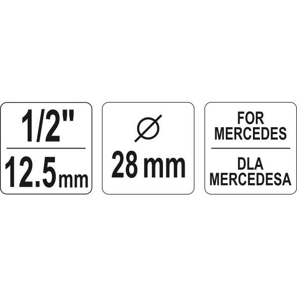 Ключ-насадка 1/2" для форкамер Mercedes YATO Ø 28 х 58 мм YT-12005