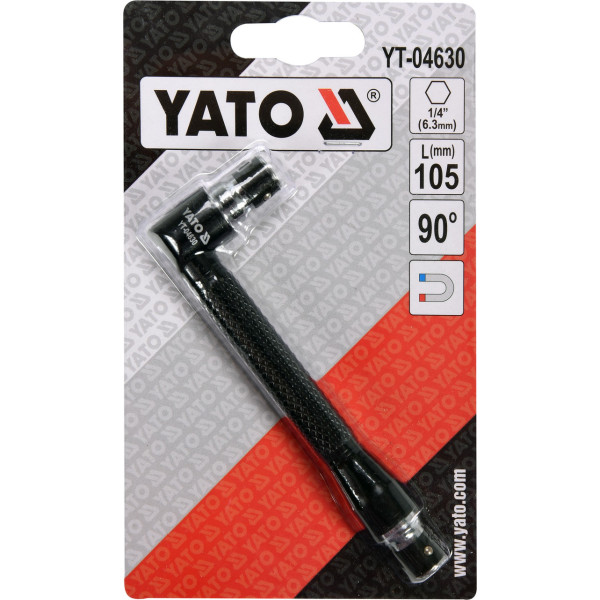 Держатель магнитный угловой 90° для бит 1/4"  YATO, 105 мм YT-04630