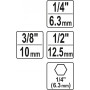 Держатели-адаптеры торцевых головок 1/4" YATO 1/4" 3/8" 1/2" 3 шт YT-04685