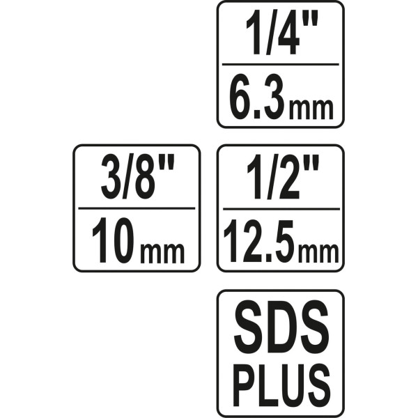 Держатели головок 1/2'', 1/4'', 3/8'' под перфоратор SDS-plus YATO, 65мм YT-04686