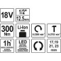 Гайковерт ударний акумуляторний YATO 1/2" 300 Нм Li-Ion 18 В + 4 головки (без акумулятора) YT-82805