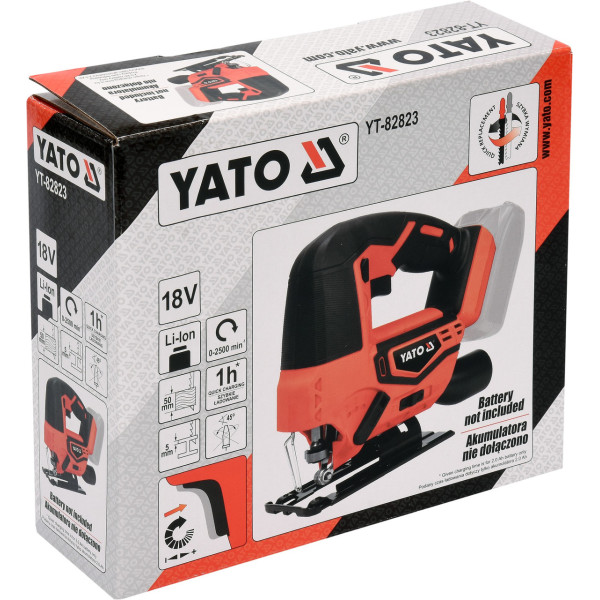 Лобзик акумуляторний YATO Li-Ion 18 В 50 мм (без акумулятора) YT-82823