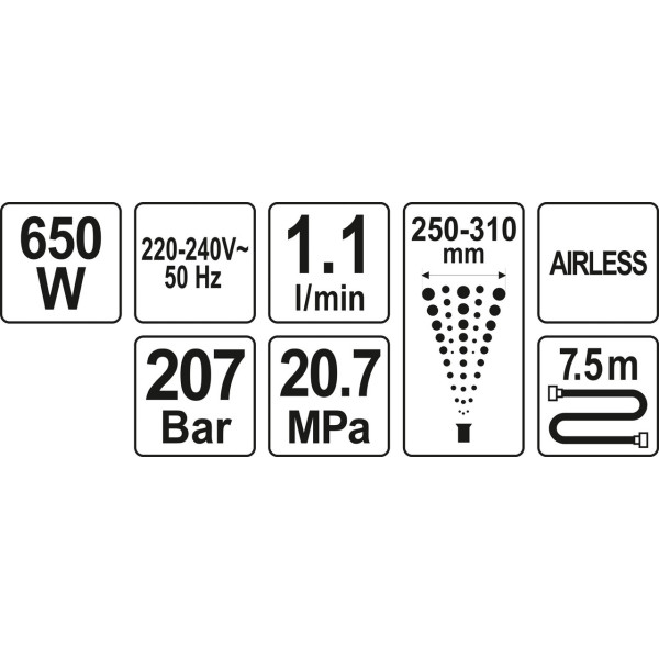 Малярна станція мережева YATO 650 Вт 1.1 л/хв. YT-82560