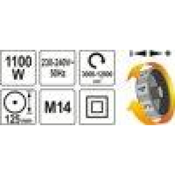 Кутова шліфувальна машина YATO 1100 Вт 125 мм YT-82101
