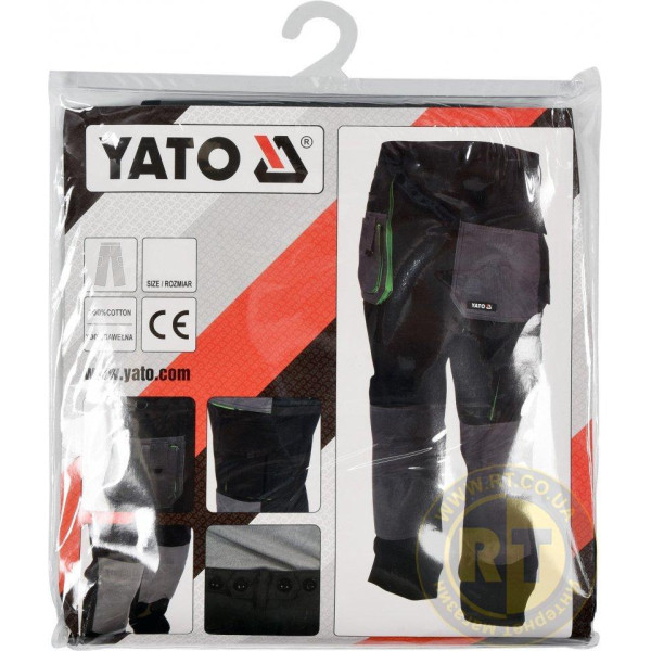 Брюки рабочие 100% хлопок YATO размер S, M,  L, XL, XXL, XXXL  YT-80164 YT-80164