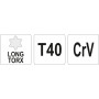 Ключ TORX Г-подібний 2-сторонній з центр. отв.Т40 26х124мм YATO YT-05520