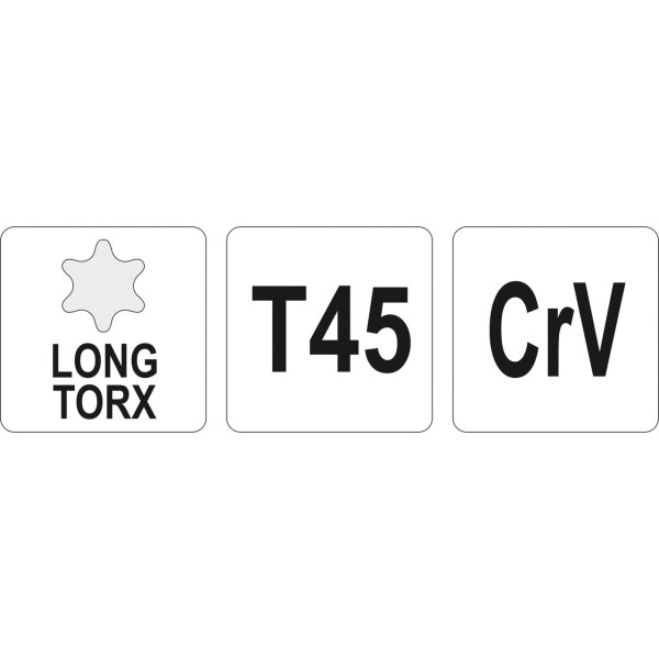 Ключ TORX Г-подібний 2-сторонній з центр.відв.Т45 28х133мм YATO YT-05521