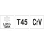 Ключ TORX Г-подібний 2-сторонній з центр.відв.Т45 28х133мм YATO YT-05521