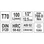 Головка торцевая 1/2" Т20 - Т70 длинная 100 мм с отверточной насадкой TORX YATO YT-04320