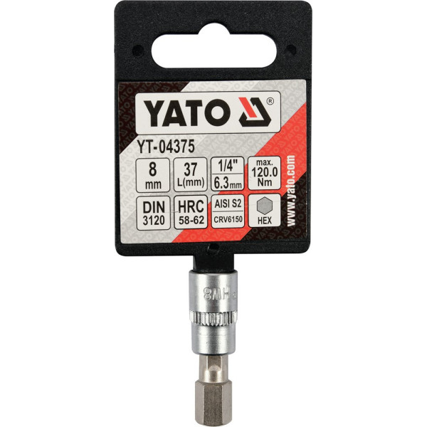 Головка торцевая 1/4" 3 - 8 мм 37мм со вставкой HEX YATO YT-04370