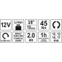 Тріскачка ударна акумуляторна YATO Li-Ion 12 В 2 А·год 3/8" 45 Нм + 4 торцеві головки YT-82902
