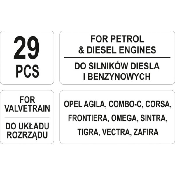 Набір YATO для блокування розподільних механізмів Opel, 29 пр. YT-06007