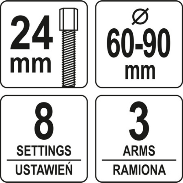 Знімач шківів універсальний 60-90 мм YATO YT-06340