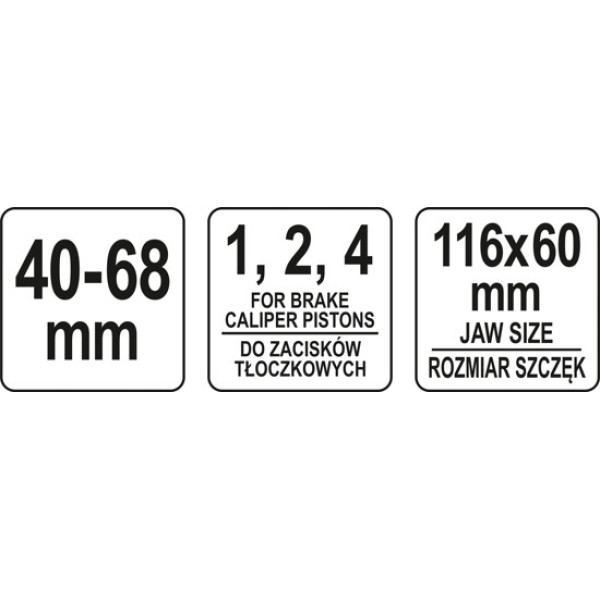 Сепаратор тормозных цилиндров YATO 116 х 60 мм диапазон - 40-68 мм YT-06805