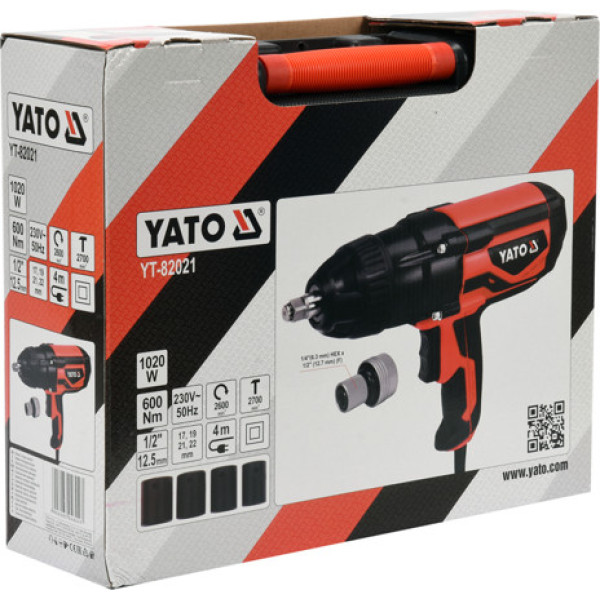 Гайковерт ударний мережевий YATO 1020 Вт 4 насадки в кейсі YT-82021