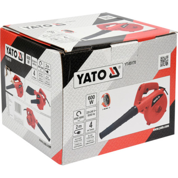 Пилосос-подухов мережевий YATO, 600 Вт 4 м3/хв YT-85170
