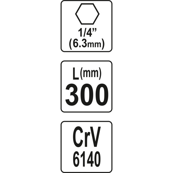 Гибкий держатель для отверточных насадок YATO HEX 1/4"  300мм YT-14001