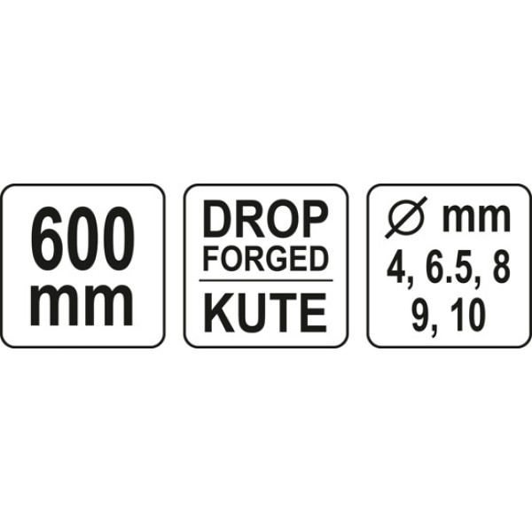 Кліщі ручні обтискні для кабелю 4, 6.5, 8, 9, 10 мм YATO, 600 мм YT-22851